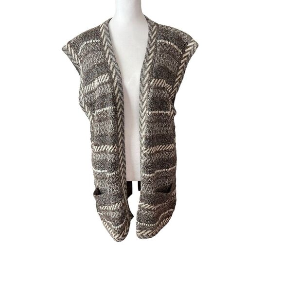 Nomadic Traders Medium Alpaca Vest Vintage Brown Ivory Gray Open Front - Picture 1 of 9